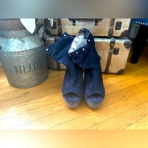 Wedge Peep Toe Designer Booties